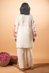 Shop_Mamicha_Off White Cotton Embroidery V-neck Kurta And Pant Set _at_Aza_Fashions