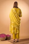 Shop_Mamicha_Yellow Cotton V-neck Fleur Print Kurta Pant Set _at_Aza_Fashions