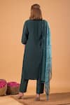 Shop_Mamicha_Green Cotton Embroidery Round Neck Dark Kurta Set _at_Aza_Fashions