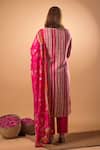 Shop_Mamicha_Pink Cotton Embroidery Split V-neck Printed Kurta Set _at_Aza_Fashions