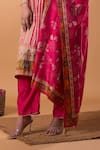 Buy_Mamicha_Pink Cotton Embroidery Split V-neck Printed Kurta Set _Online_at_Aza_Fashions