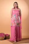 Shop_Mamicha_Pink Cotton Embroidery Square Neck Peacock Kurta Set _Online_at_Aza_Fashions