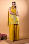 Buy_Mamicha_Yellow Cotton Embroidery Round Neck Kurta Set _at_Aza_Fashions