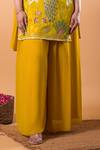 Mamicha_Yellow Cotton Embroidery Round Neck Kurta Set _Online_at_Aza_Fashions
