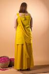 Shop_Mamicha_Yellow Cotton Embroidery Round Neck Kurta Set _at_Aza_Fashions