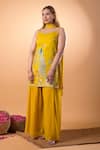 Buy_Mamicha_Yellow Cotton Embroidery Round Neck Kurta Set 