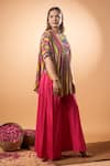 Mamicha_Multi Color Cotton Embroidery Round Neck Multicolor Designer Kurta And Pant Set _Online_at_Aza_Fashions