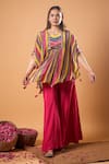 Buy_Mamicha_Multi Color Cotton Embroidery Round Neck Multicolor Designer Kurta And Pant Set _at_Aza_Fashions