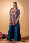 Shop_Mamicha_Multi Color Cotton Embroidery Round Neck Multicolor Designer Kurta And Pant Set _at_Aza_Fashions