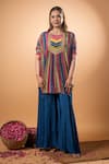 Buy_Mamicha_Multi Color Cotton Embroidery Round Neck Multicolor Designer Kurta And Pant Set _at_Aza_Fashions