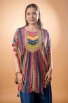 Mamicha_Multi Color Cotton Embroidery Round Neck Multicolor Designer Kurta And Pant Set _at_Aza_Fashions