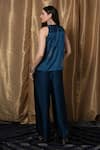 Buy_Krishna Mehta_Blue Modal Round Neck Block Print Top _Online_at_Aza_Fashions