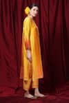 Krishna Mehta_Orange Round Neck Placement Printed Tunic _Online_at_Aza_Fashions
