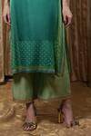 Buy_Krishna Mehta_Green Embroidery Collared Block Print Tunic _Online