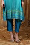 Krishna Mehta_Blue Modal Embroidery Round Neck Geometric Print Tunic _Online_at_Aza_Fashions