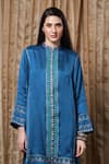 Buy_Krishna Mehta_Blue Modal Embroidery Placket Printed Tunic _Online_at_Aza_Fashions