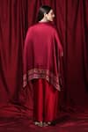 Shop_Krishna Mehta_Red Modal Round Neck Block Print Kaftan _at_Aza_Fashions