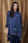 Buy_Krishna Mehta_Blue Modal Round Neck Block Print Kaftan _at_Aza_Fashions