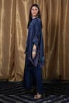 Buy_Krishna Mehta_Blue Modal Round Neck Block Print Kaftan _Online_at_Aza_Fashions