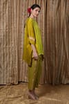 Shop_Krishna Mehta_Lime Modal Round Neck Scattered Dot Print Kaftan _Online_at_Aza_Fashions