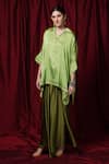 Buy_Krishna Mehta_Lime Modal Collared Geometric Print Kaftan _Online_at_Aza_Fashions