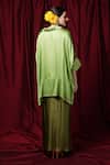 Shop_Krishna Mehta_Lime Modal Collared Geometric Print Kaftan _at_Aza_Fashions