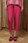 Krishna Mehta_Pink Modal Embroidery Round Neck Flower Print Kaftan _Online_at_Aza_Fashions