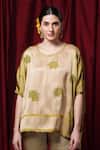 Buy_Krishna Mehta_Green Modal Embroidery Round Neck Floral Print Kaftan _at_Aza_Fashions