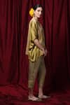 Krishna Mehta_Green Modal Embroidery Round Neck Floral Print Kaftan _Online_at_Aza_Fashions