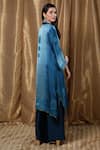 Shop_Krishna Mehta_Blue Modal Embroidery Collared Floral Print Tunic _at_Aza_Fashions