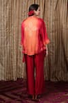Shop_Krishna Mehta_Orange Modal Open Neck Dot Print Jacket _at_Aza_Fashions