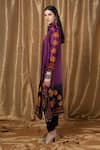 Krishna Mehta_Purple Modal Embroidery Collared Florette Print Tunic _Online_at_Aza_Fashions