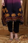 Krishna Mehta_Purple Modal Embroidery Collared Florette Print Tunic _at_Aza_Fashions