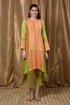 Shop_Krishna Mehta_Orange Modal Round Neck Geometric Print Tunic _Online_at_Aza_Fashions