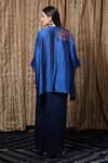 Shop_Krishna Mehta_Blue Silk Embroidery Round Neck Neckline Kaftan _at_Aza_Fashions