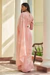 Shop_Vaayu_Pink Muslin, Cotton Applique Tulip Saree With Unstitched Blouse Piece _at_Aza_Fashions
