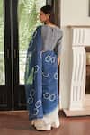 Shop_Vaayu_Blue Cotton Ocean Floral Pattern Saree With Unstitched Blouse Piece _at_Aza_Fashions
