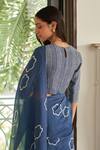 Vaayu_Blue Cotton Ocean Floral Pattern Saree With Unstitched Blouse Piece _at_Aza_Fashions