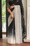 Buy_Vaayu_Black Cotton Noir Floral Pattern Saree With Unstitched Blouse Piece _Online_at_Aza_Fashions