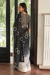 Shop_Vaayu_Black Cotton Noir Floral Pattern Saree With Unstitched Blouse Piece _at_Aza_Fashions