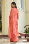 Shop_Vaayu_Pink Cotton Applique, Hibiscus Floral Saree With Unstitched Blouse Piece _at_Aza_Fashions