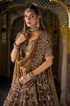 Buy_Seema Gujral_Gold Tissue, Silk, Organza Sequins, Beads Floral Jaal Pattern Lehenga Set _Online_at_Aza_Fashions