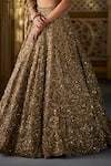 Seema Gujral_Gold Organza, Tissue, Silk Sequins Round Neck Tonal Embroidered Lehenga Set _at_Aza_Fashions
