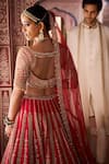 Shop_Seema Gujral_Red Silk, Net Beads, Sequins, Zari, Embroidery Zardozi Bridal Lehenga Set _at_Aza_Fashions
