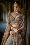 Seema Gujral_Green Silk, Tissue Sequins, Embroidery, Beads Jade Crystal Lehenga Set _Online_at_Aza_Fashions