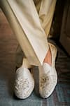 Seema Gujral_Ivory Silk, Cotton Embroidery, Brooches, Sequins Jaal Sherwani Kurta Set _Online_at_Aza_Fashions