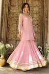 Buy_Sanam_Pink Chanderi Embroidery, Zari Round Neck Kurta Set _Online