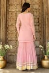 Shop_Sanam_Pink Chanderi Embroidery, Zari Round Neck Kurta Set _at_Aza_Fashions