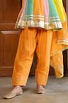Buy_Sanam_Orange Chanderi Gota Patti Round Neck Embroidered Peplum Kurta Set _Online_at_Aza_Fashions