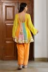Shop_Sanam_Orange Chanderi Gota Patti Round Neck Embroidered Peplum Kurta Set _at_Aza_Fashions
